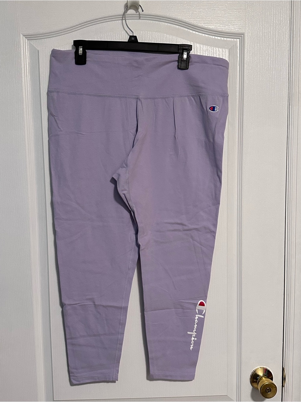 Champion 2X Lavender Leggings Stretch Athletic Pants Logo Graphic